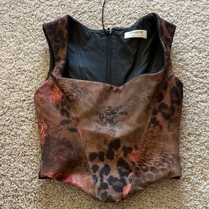 Women's house of cb Floral and Leopard Print corset top